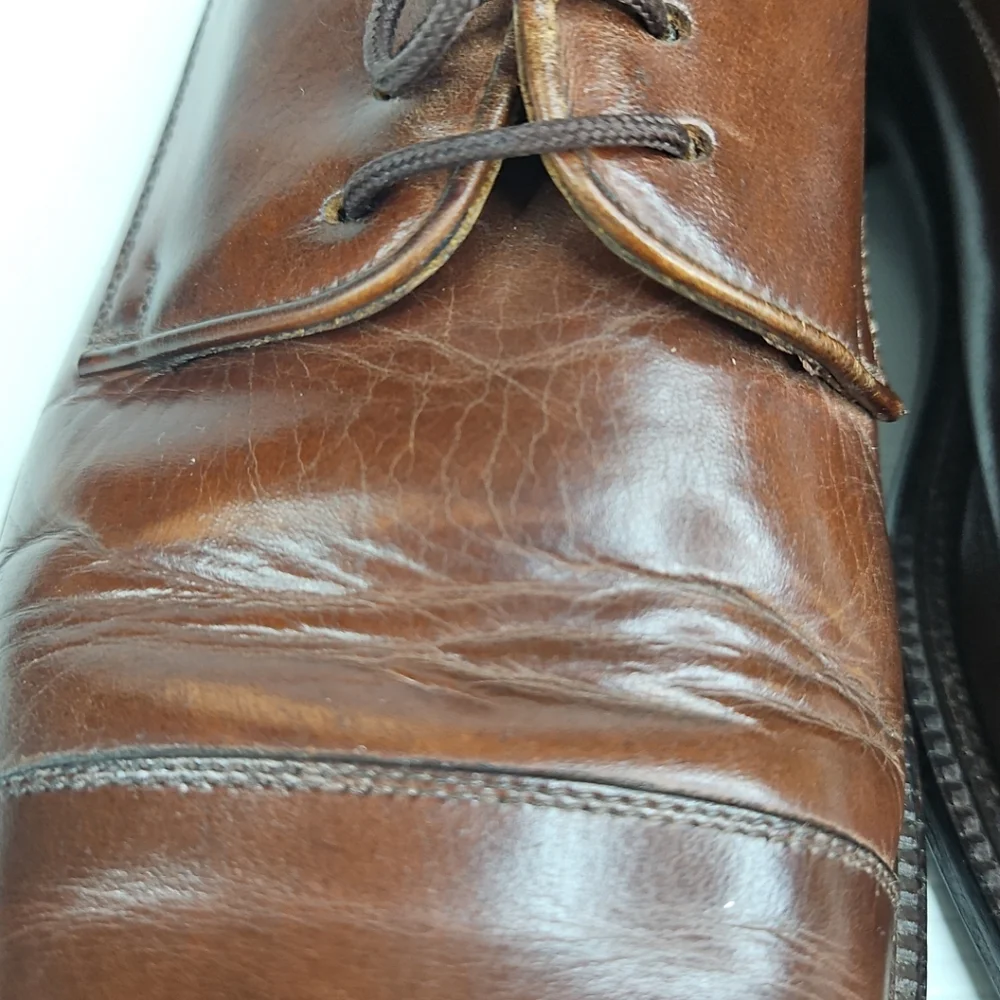 🛍Vintage Leather Dark Brown Lace Up Men's Shoes Double-Vida Made In Italy 91/2M